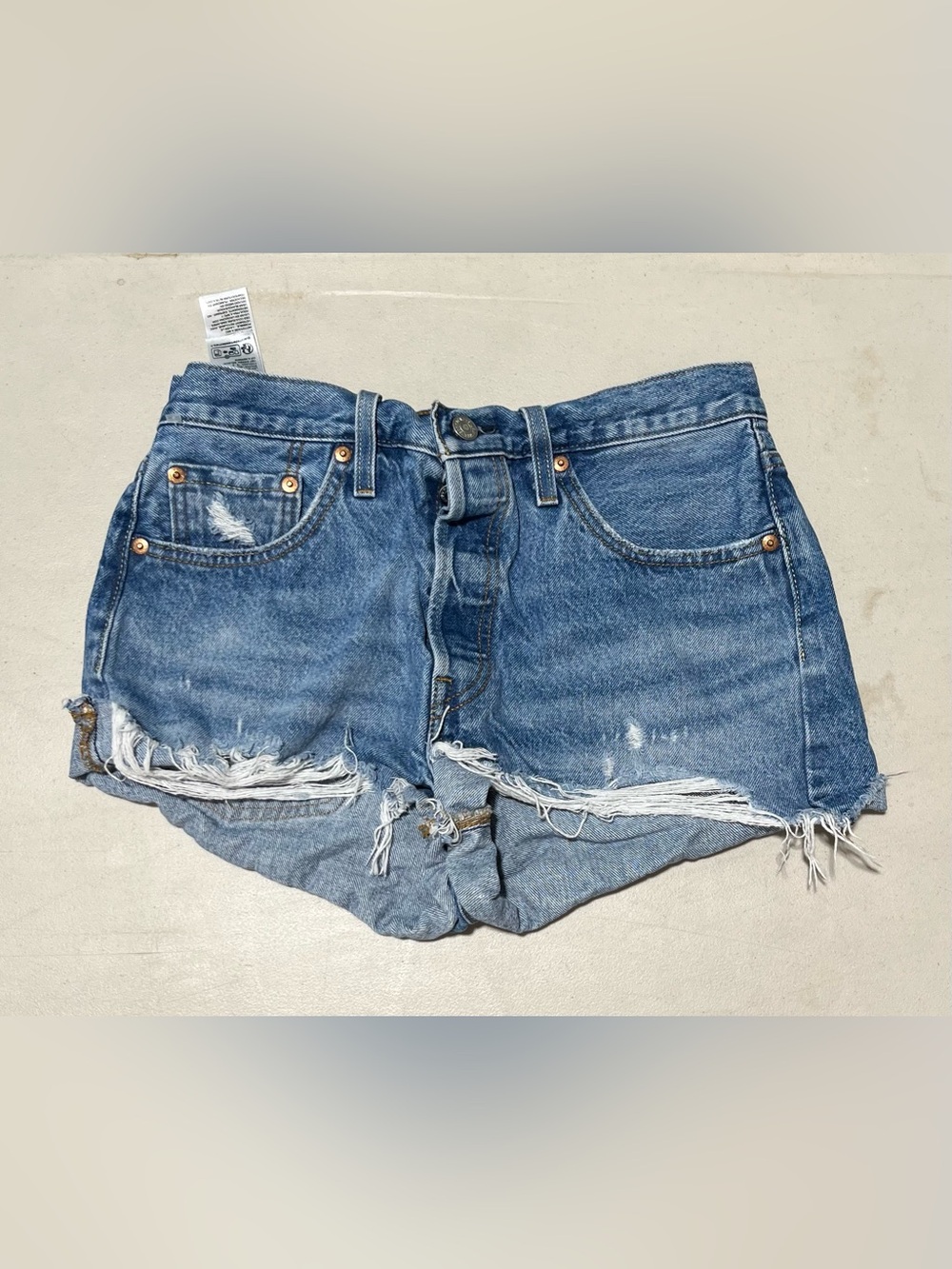 Levi's Distressed Light Blue Denim Cutoff Shorts